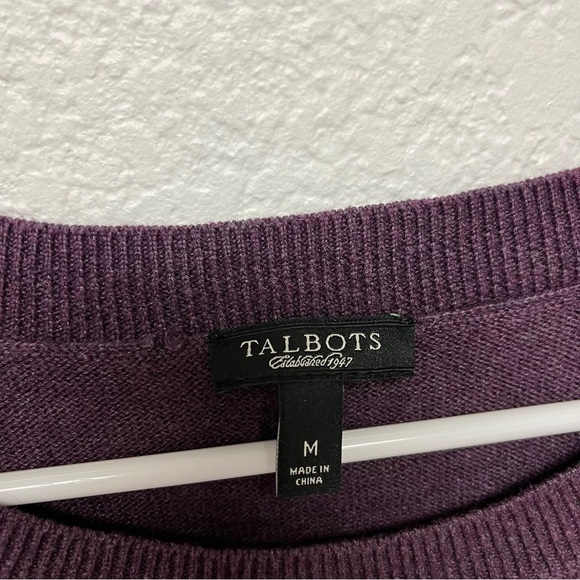 Talbots Sweater Womens Medium Purple Wool Blend Cable Knit Long Sleeve Casual - Picture 2 of 4